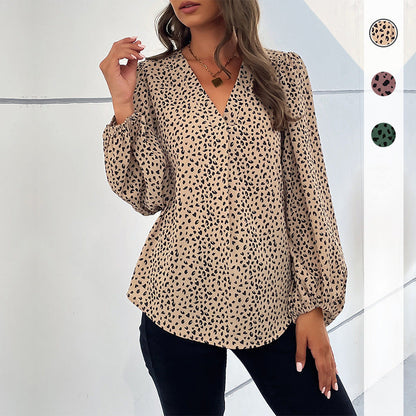 Damen Bluse Puffärmel Grafisches Muster Norvielle - Norvielle