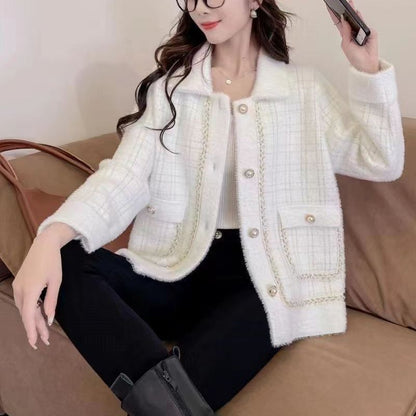 Damen Jacke Hahnentrittmuster Elegantes Design