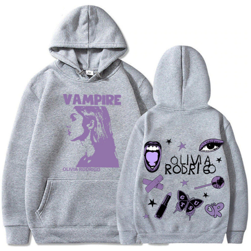Damen Oversized Kapuzenpullover Vampir-Print