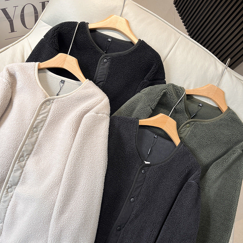 Damen Fleecejacke Warm Gefüttert Norvielle Druckknopfverschluss