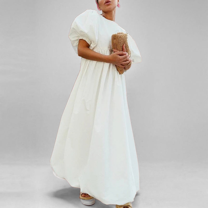 Damen Maxikleid Voluminöse Ärmel Hochtailliert Norvielle