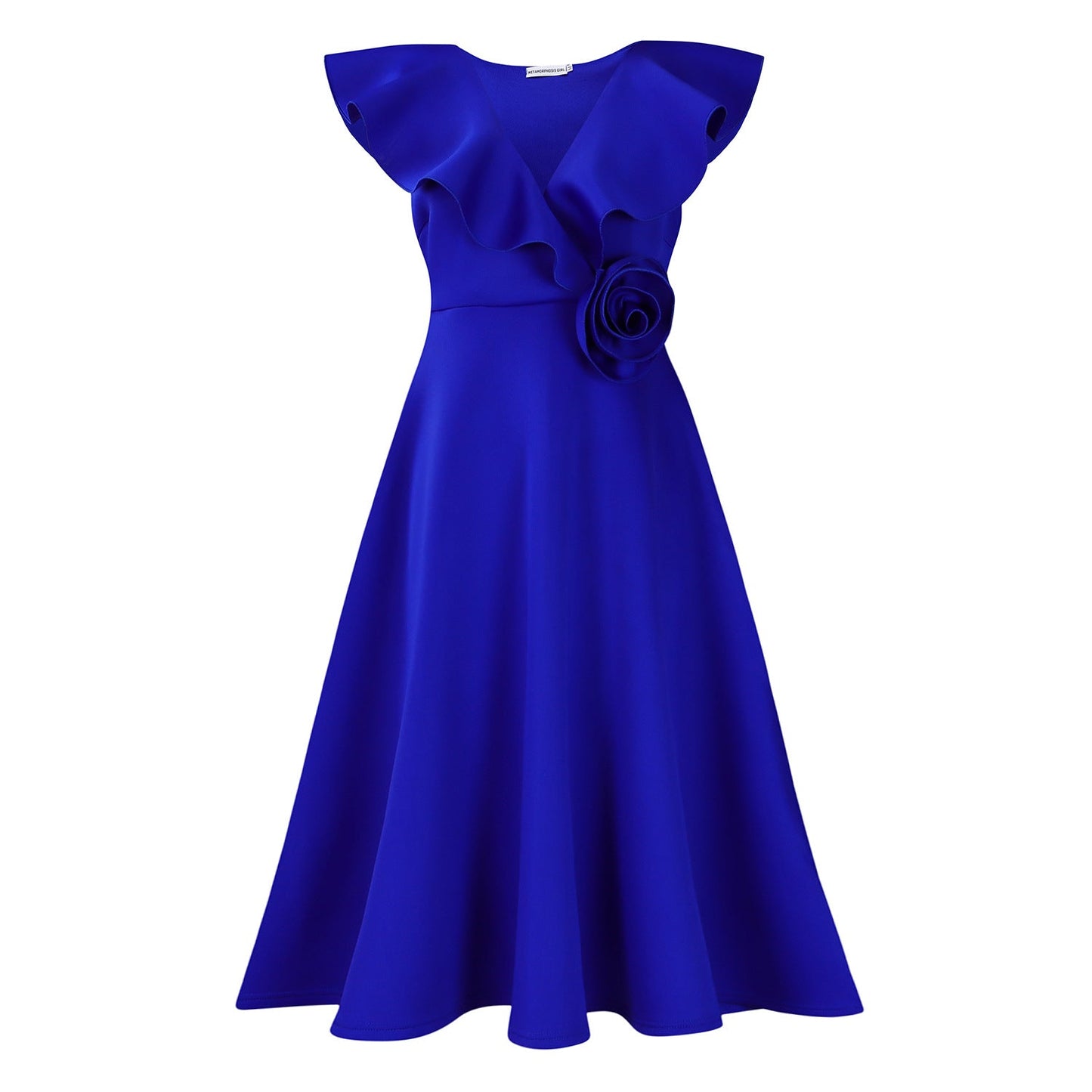 Damen A-Linien Kleid mit Rüschen Floralmuster