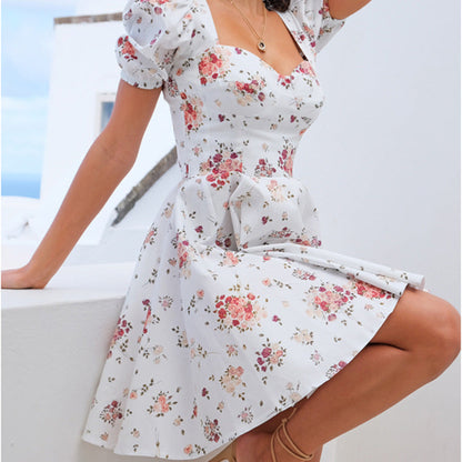 Damenkleid mit Puffärmeln Florales Design Norvielle