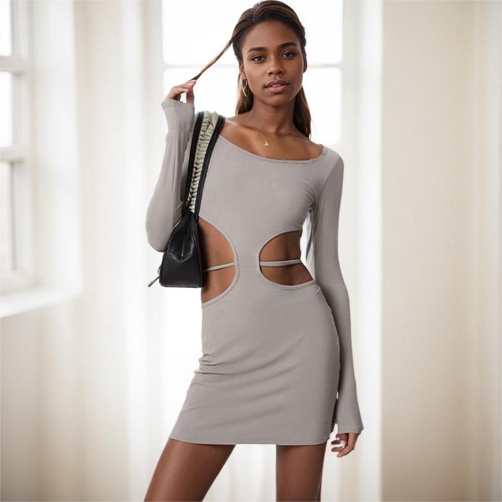 Damen Minikleid Cut-Out mit langen Ärmeln Norvielle - Norvielle