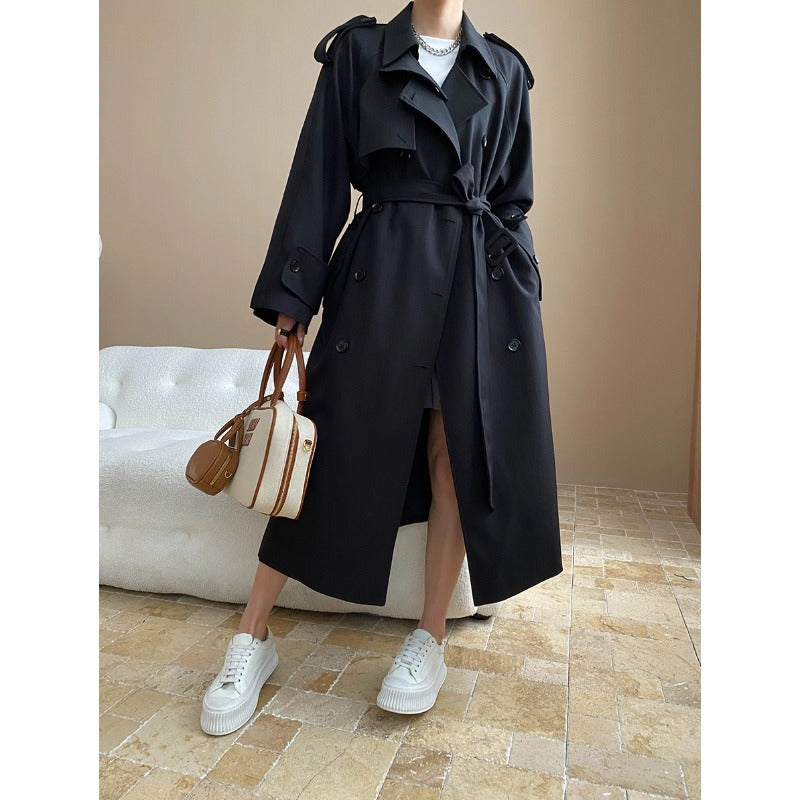 Damen Trenchcoat mit Streifen Gürtel