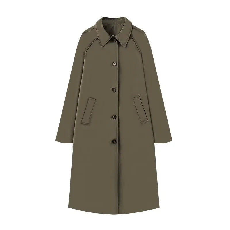 Norvielle Damen Trenchcoat Karomuster Gefüttert Einreihig
