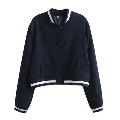 Damen Bomberjacke Kontraststrickbund Praktische Taschen Norvielle