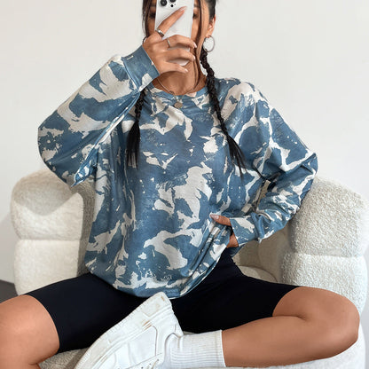Damen Sweatshirt Camouflage Muster Übergroß Norvielle