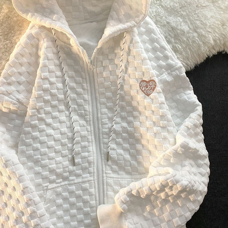 Damen Kapuzenjacke Strukturiertes Material Praktische Taschen