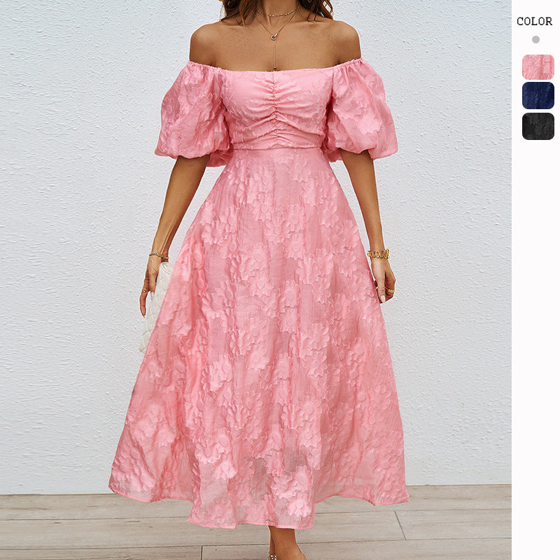 Damen Maxikleid A-Linie Voluminöse Ärmel Florales Design - Norvielle