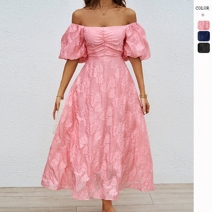 Damen Maxikleid A-Linie Voluminöse Ärmel Florales Design - Norvielle