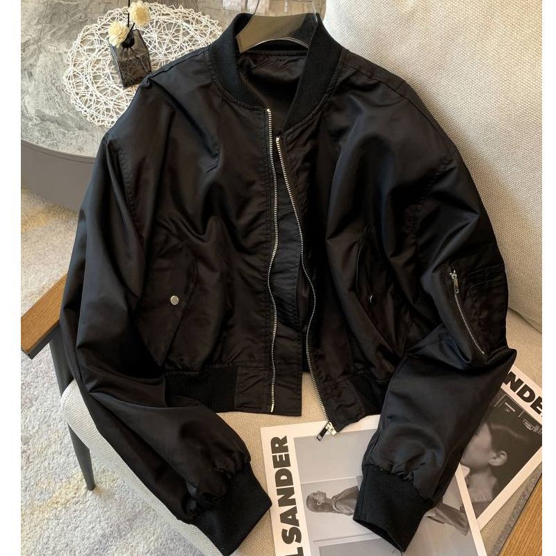 Damen Bomberjacke Modisch Praktische Taschen