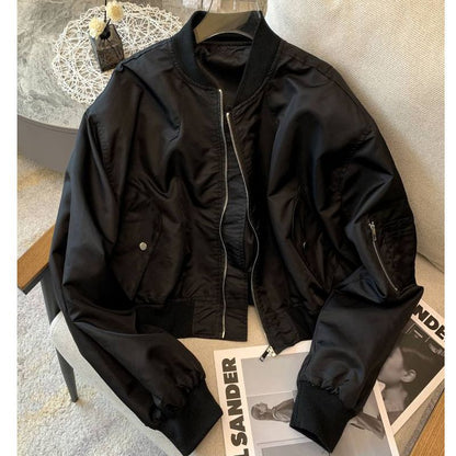 Damen Bomberjacke Modisch Praktische Taschen