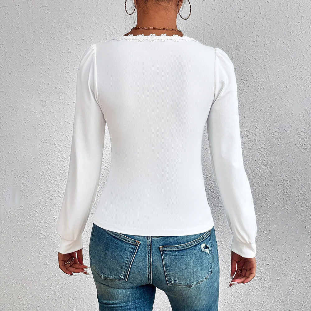 Damen Langarmshirt Rüschendekoration Tailliert Norvielle
