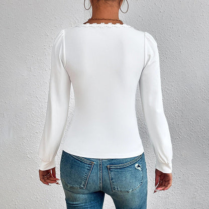 Damen Langarmshirt Rüschendekoration Tailliert Norvielle
