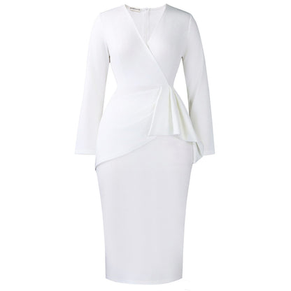 Damen Wickelkleid Asymmetrische Rüschen Norvielle