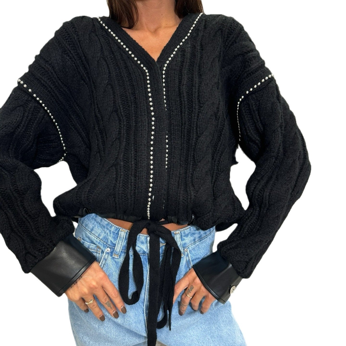 Damen Strickpullover Statement-Print Norvielle