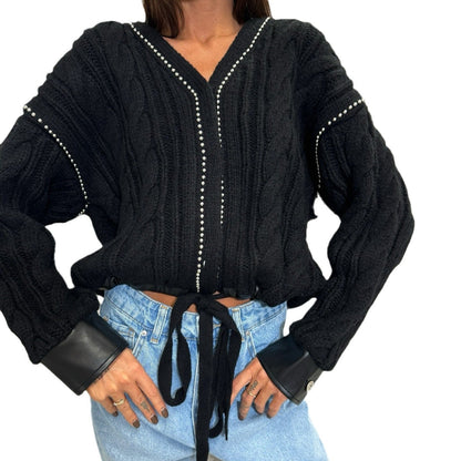 Damen Strickpullover Statement-Print Norvielle