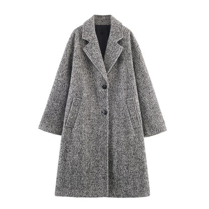 Damen Oversized Wollmantel Klassisch Norvielle