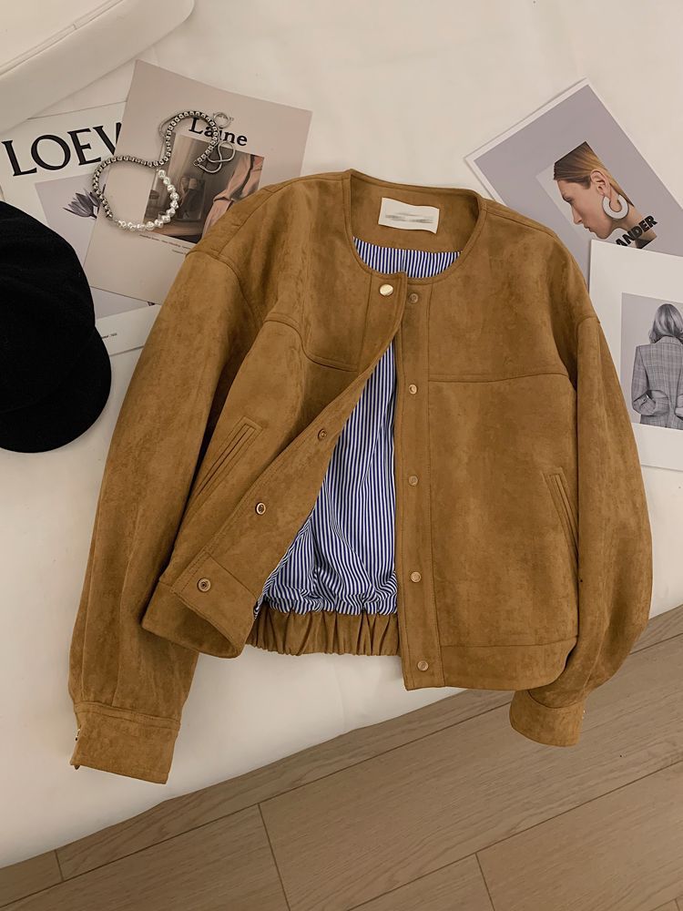 Damen Suedenjacke Elastischer Bund Norvielle