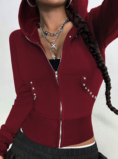 Damen Sportjacke Kapuzenjacke Strassdetails