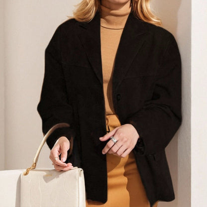 Damen Wildlederjacke Klassischer Schnitt 2 Taschen Norvielle