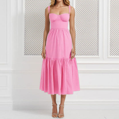 Damen Blumenkleid Rüschensaum schmale Träger Norvielle