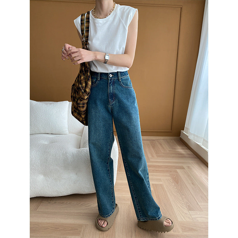 Damen High-Waist Jeans Weites Bein Lässig Norvielle