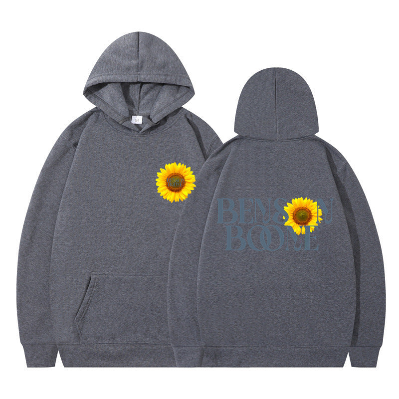 Damen Kapuzenpullover Sonnenblumenmotiv Bequem