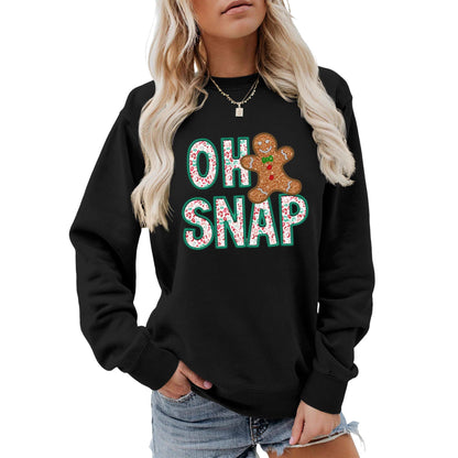 Damen Sweatshirt Lebkuchenmann Motiv Glitzer Schrift - Norvielle