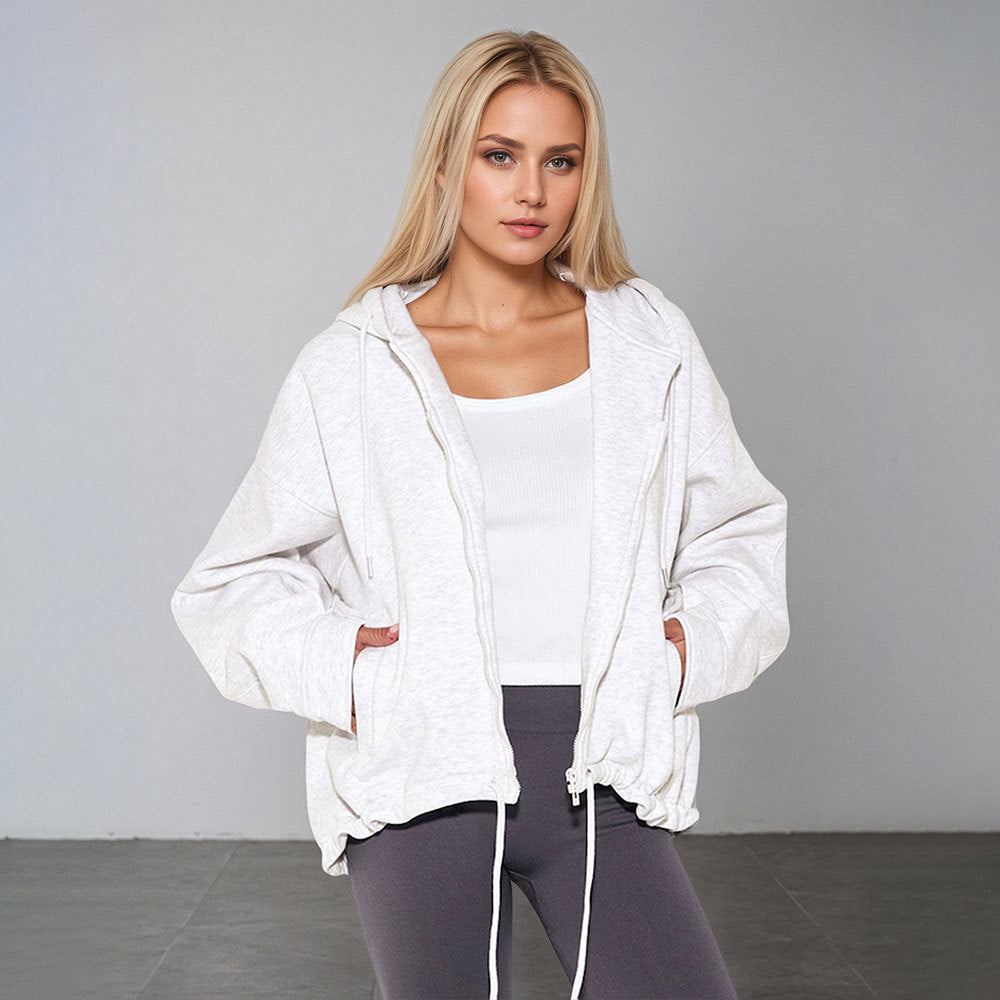 Damen Oversized Kapuzenpullover mit Kordelzug und Taschen