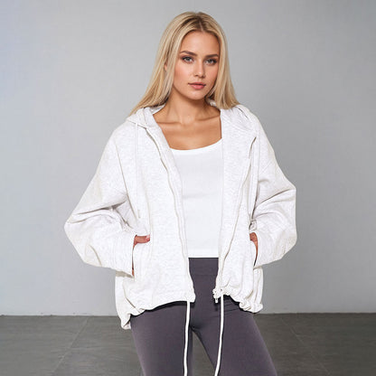 Damen Oversized Kapuzenpullover mit Kordelzug und Taschen