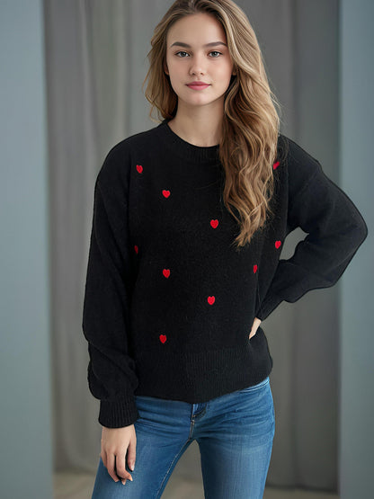 Damen Pullover Herzmotiv Lässig Norvielle