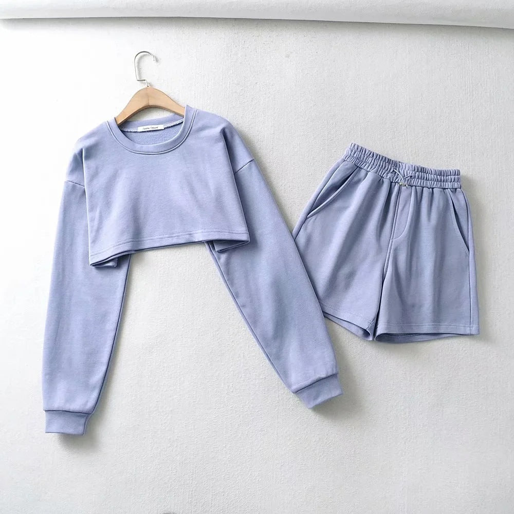 Damen Crop- und Shorts Set Norvielle