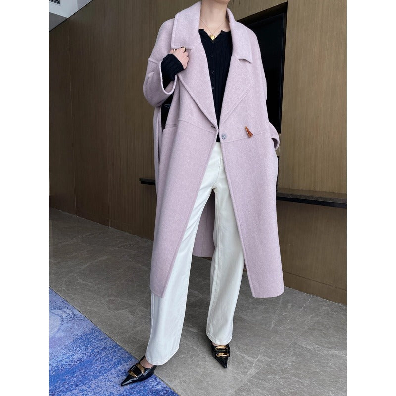 Damen Oversized-Mantel mit Fransen Tiefkragen