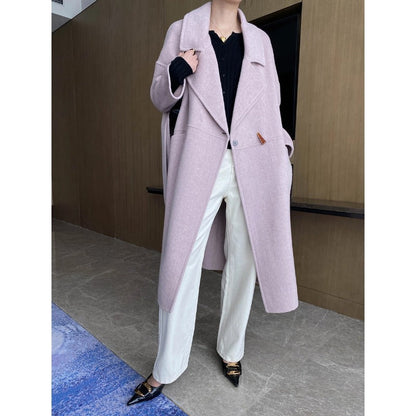 Damen Oversized-Mantel mit Fransen Tiefkragen