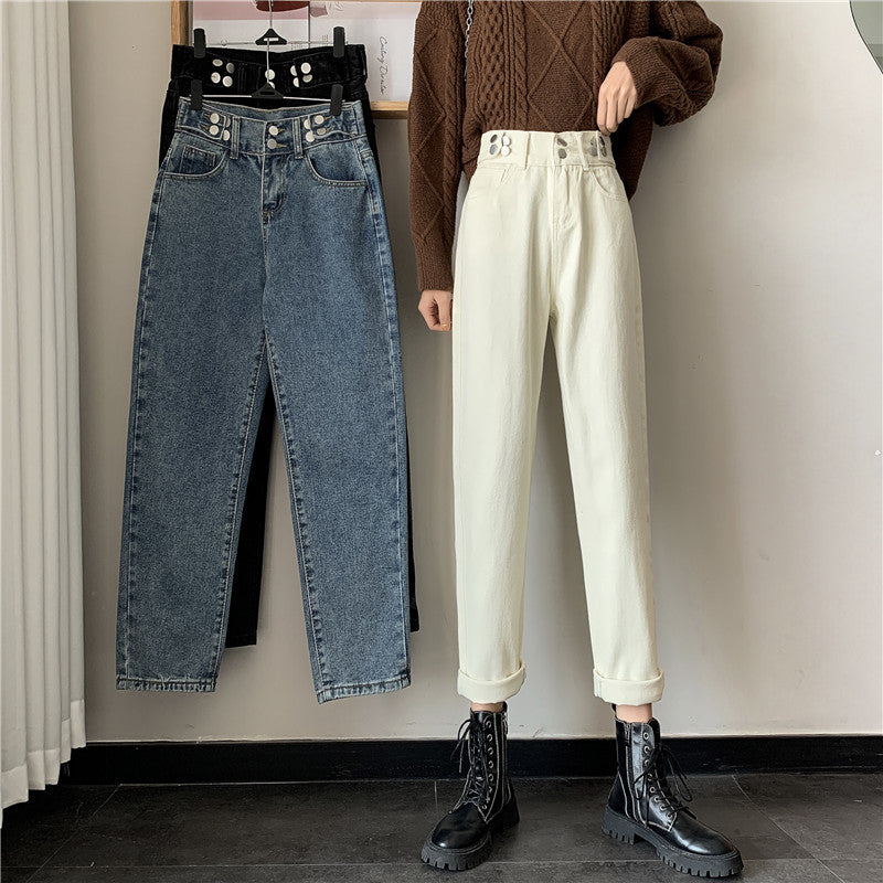 Damen Hochtaillierte Chinohose mit Taschen dunkelblau - Norvielle