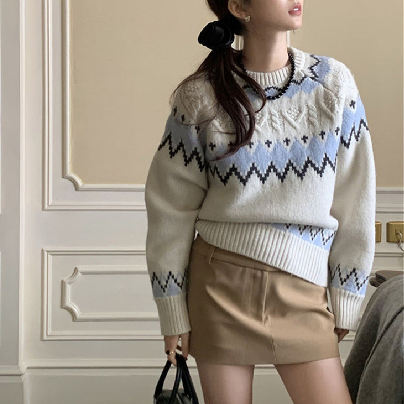 Damen Strickpullover Grafisches Muster Norvielle