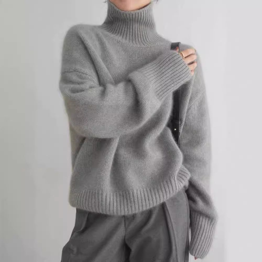 Damen Kaschmir Rollkragenpullover Weitschnitt Elegantes Norvielle