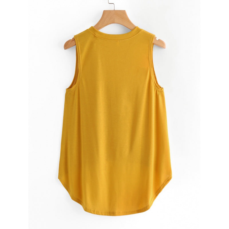 Damen Sporttop Ärmellos Dekorativer Cut-Out Asymmetrisch