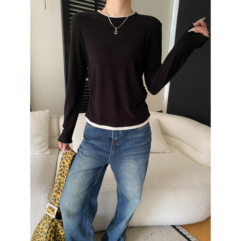 Damen Langarmshirt Baumwolle Lässig Norvielle