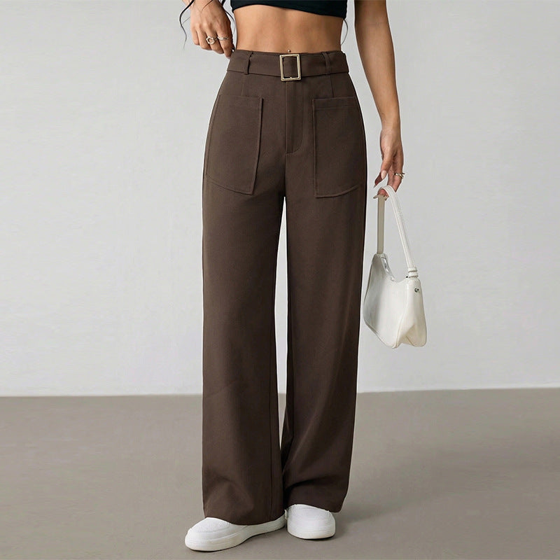 Damen Culotte Weit mit Gürtel und Taschen Norvielle