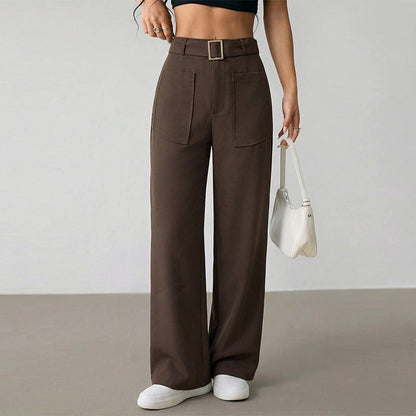 Damen Culotte Weit mit Gürtel und Taschen Norvielle