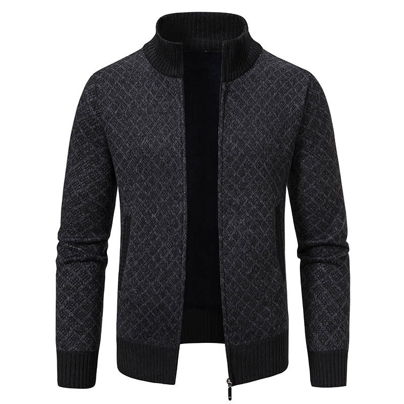 Herren Strickblazer Strukturiertes Muster Anthrazit