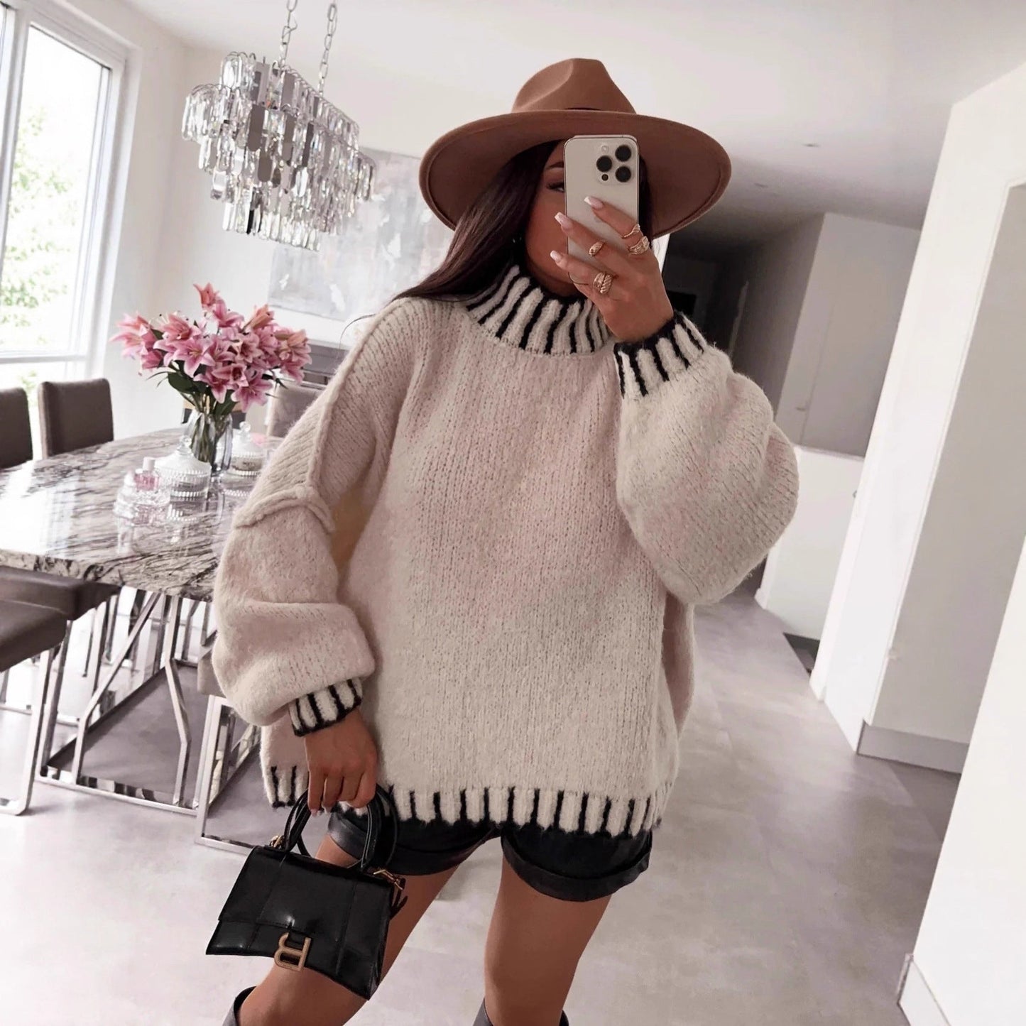 Damen Pullover Oversized Moderner Kragen Norvielle - Norvielle