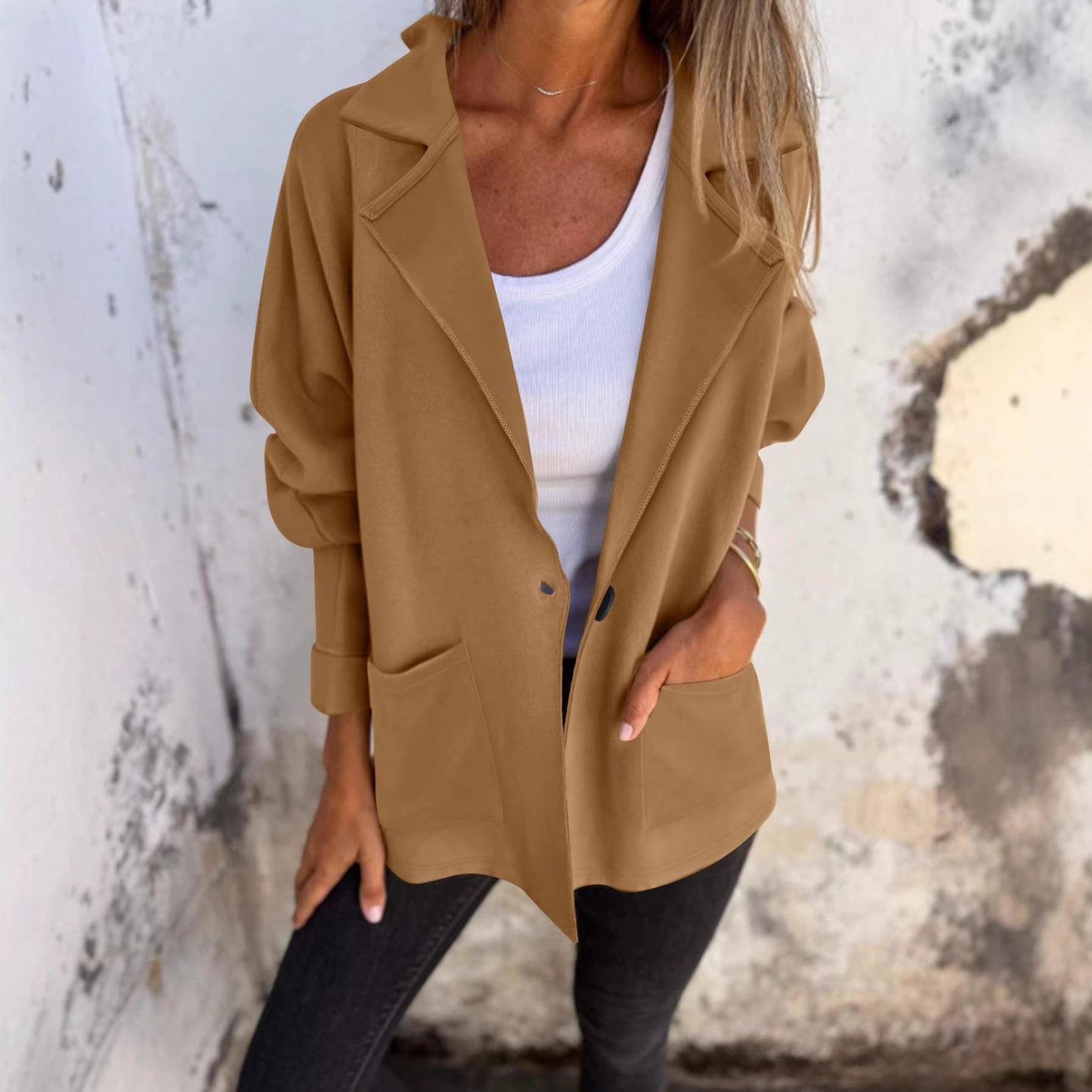 Damen Oversized Blazerjacke mit Taschen Norvielle