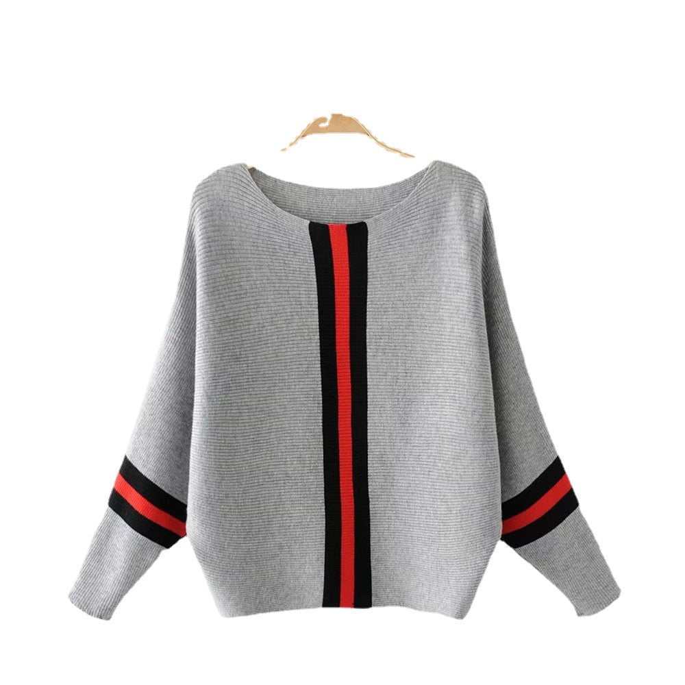 Damen Strickpullover Modern Streifen Weit Norvielle