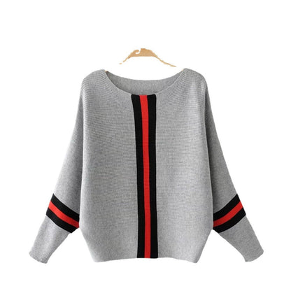 Damen Strickpullover Modern Streifen Weit Norvielle