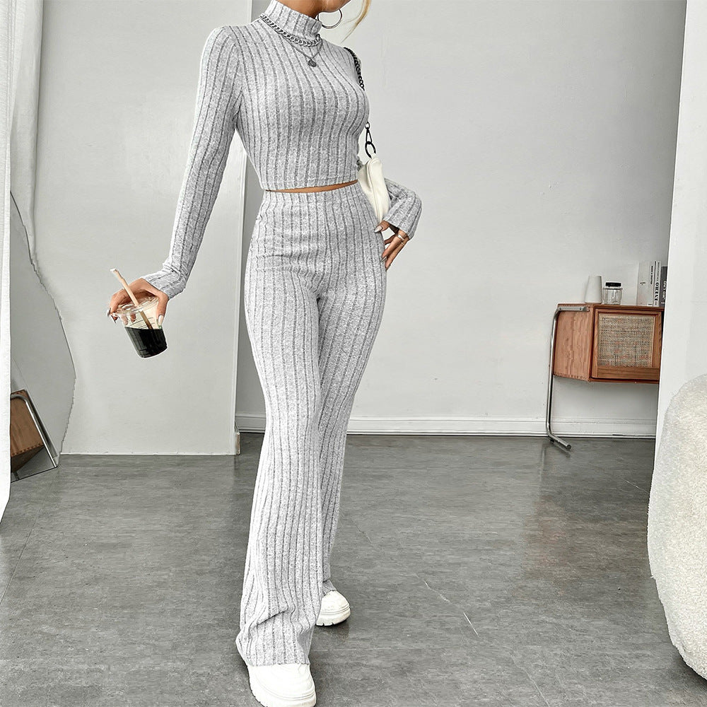Damen Cropped Pullover Hohe Taille Weites Bein Norvielle - Norvielle