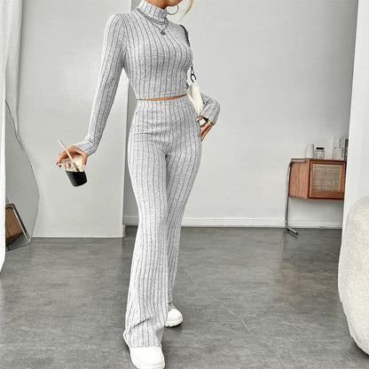 Damen Cropped Pullover Hohe Taille Weites Bein Norvielle - Norvielle